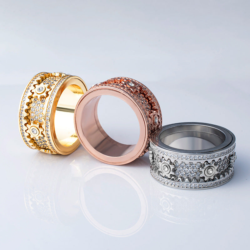 Iced Out Rotating Gear Ring