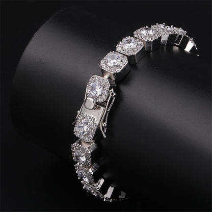 Iced Out  Clustered Tennis Bracelet in White Gold