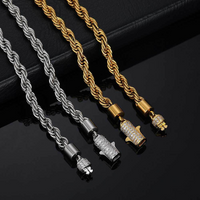 925S & VVS Moissanite Clasp Stainless Steel Rope Chain