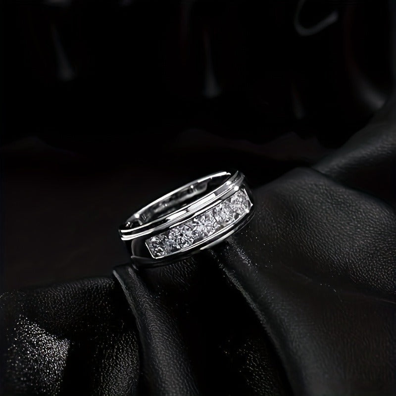 Moissanite Men's Engagement Ring in S925 Silver