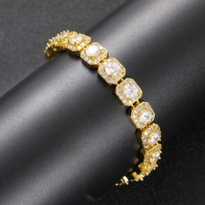 Iced Out  Clustered Tennis Bracelet in White Gold